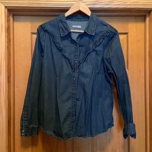Gap ruffled denim shirt